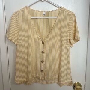 BP Yellow and White Striped Button-Down Shirt